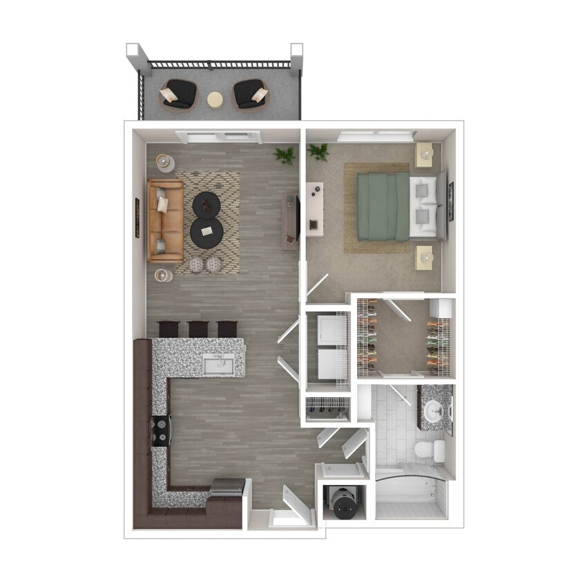 Floor Plan - Harvey (1x1 685-690 Sq. Ft.)