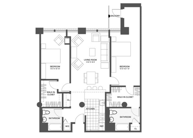 Floor Plan - 2 Bed/2 Bath