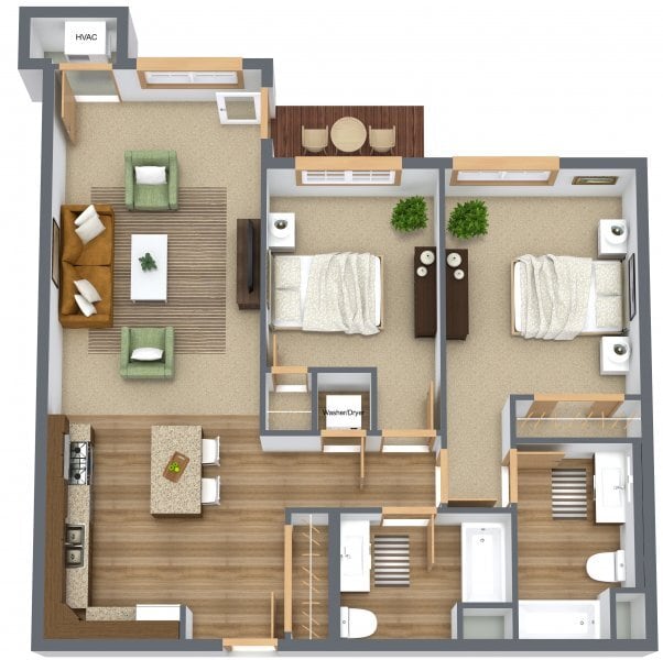 Floor Plan - 2 Bed 2 Bath