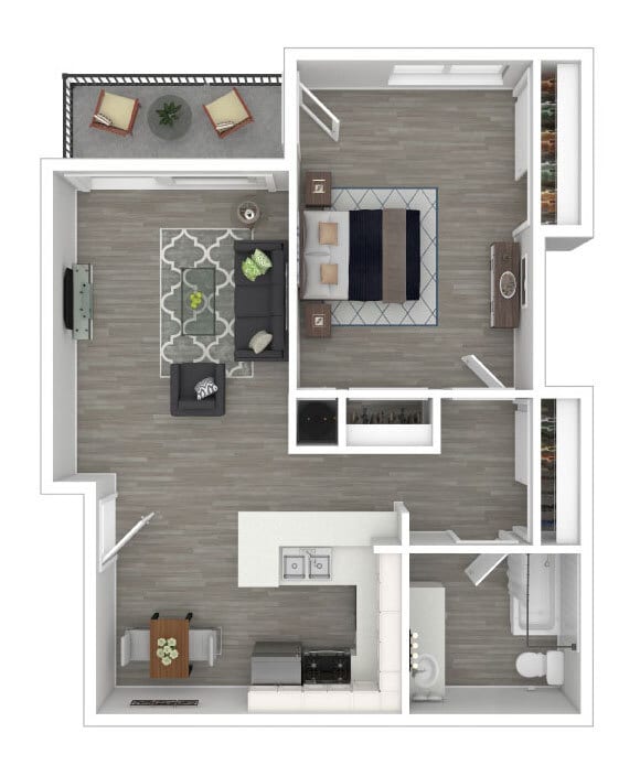Floor Plan - 1 Bed 1 Bath Plan A