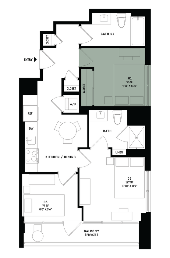 Floor Plan - Co-Living D6-Bedroom 1