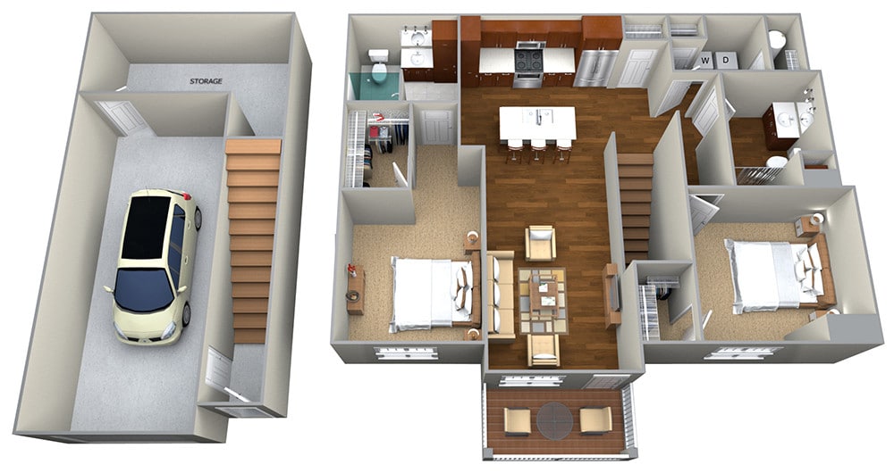 Floor Plan - 2 bedroom (1237 sf)