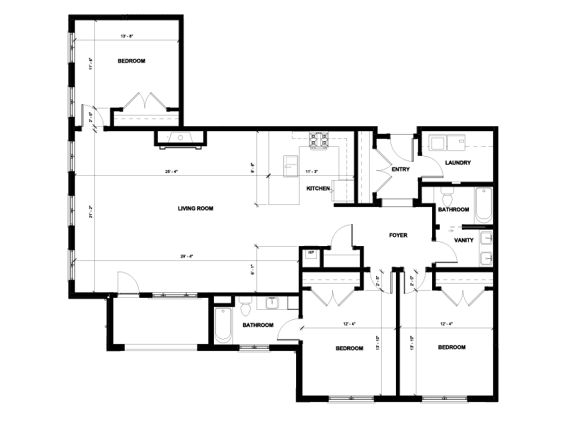 116, 216, 316 & 416 - Three Bedroom