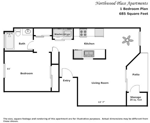 1BR/1BA - 1 Bedroom 1 Bathroom