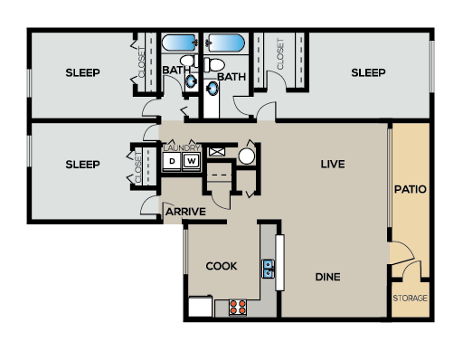 Floor Plan - 3x2 Elite Plus