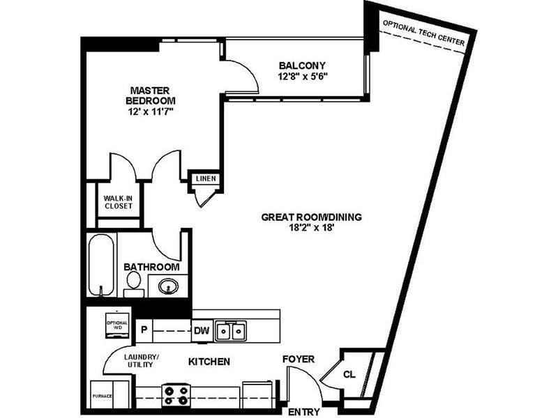 Floor Plan - A5 - One Bedroom One Bath