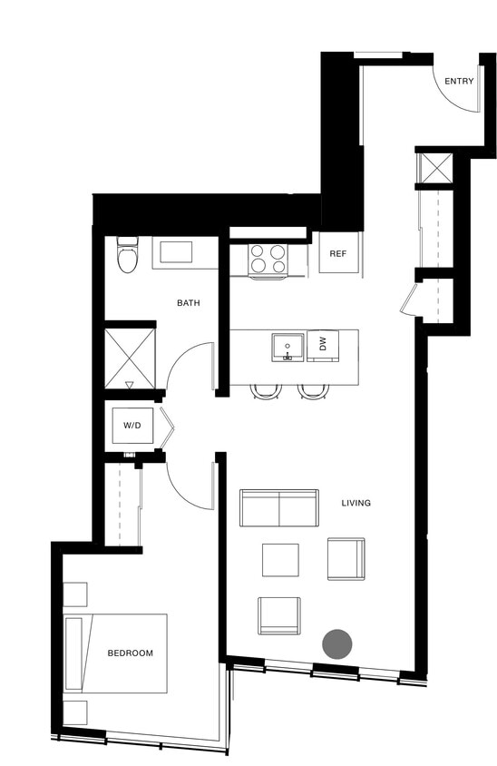 Floor Plan - 1 Bedroom, 1 Bathroom