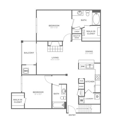 Two Bedroom Two Bath (1171 SF) - Two Bedroom Two Bath (1171 SF)
