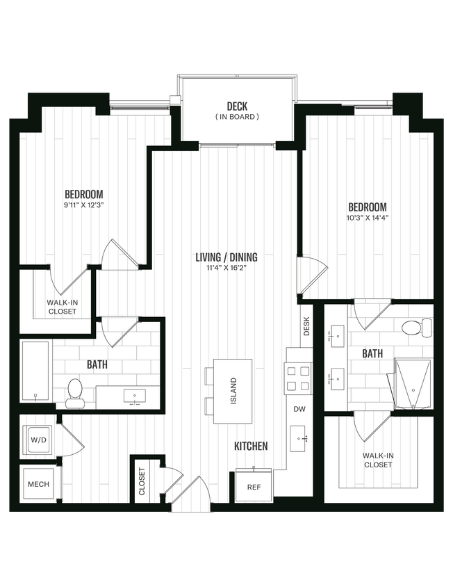 Floor Plan - 2 Bed/2 Bath Den-2BD2
