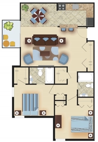 2BR/2BA - 2 Bedrooms, 2 Baths