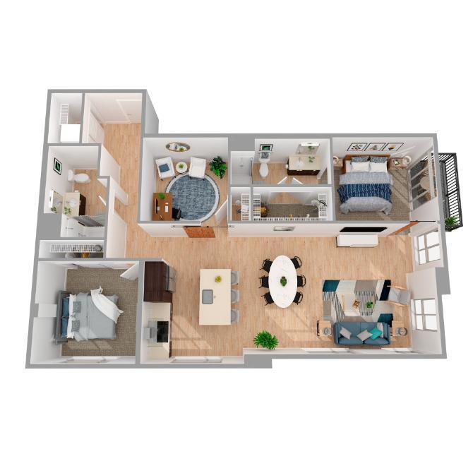 Floor Plan - 2 Bed/2 Bath Den-b6.2