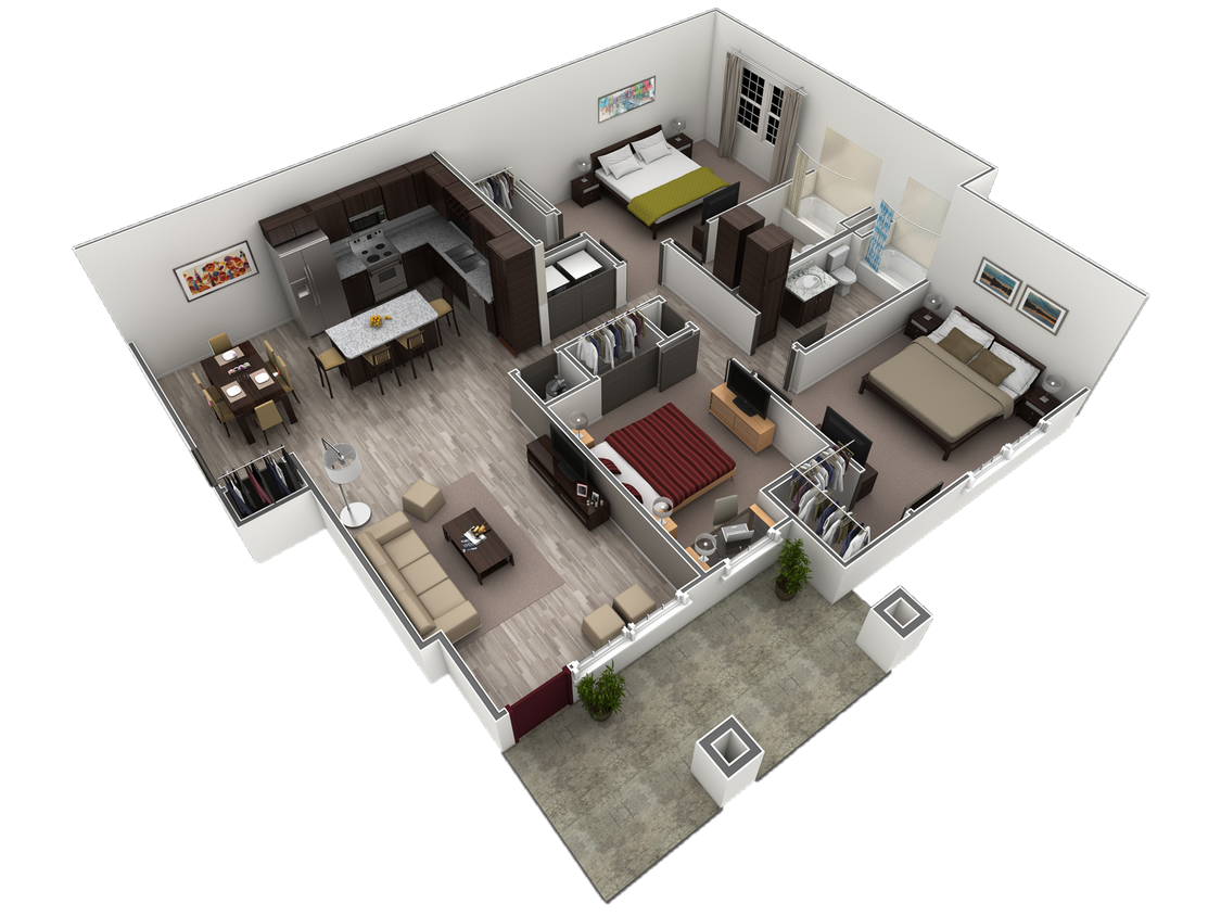 Floor Plan - 3 BR Grand Courtyard	