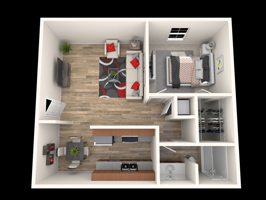 Floor Plan - 1 Bed, 1 Bath