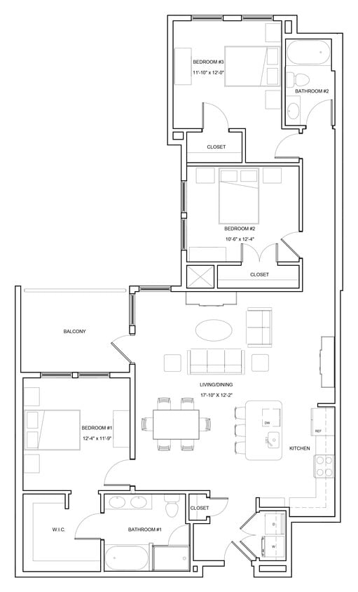 Floor Plan - 3 Bed 2 Bath-C1-Hawk