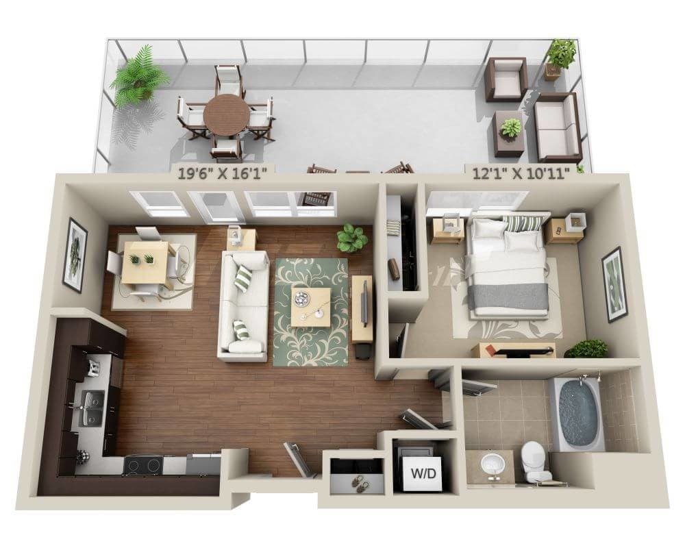 Floor Plan - One Bedroom A1D
