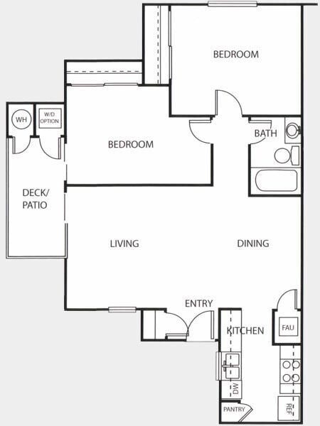 Floor Plan - 2x1 845sf