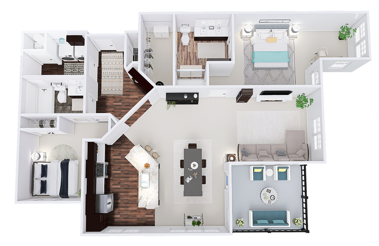 Floor Plan - 2 Bed, 2 Bath (U)
