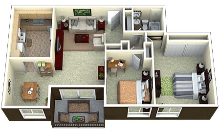 Floor Plan - 2 Bed 1 Bath