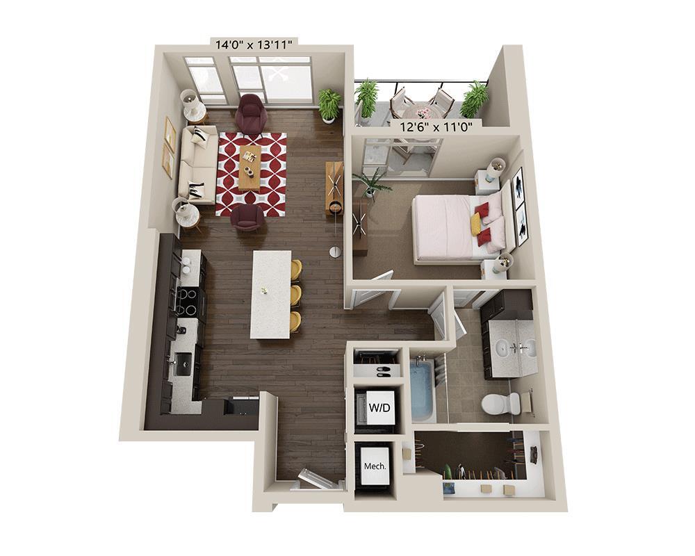 Floor Plan - One Bedroom A1I