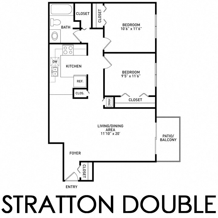 Floor Plan - 2 Bed 1 Bath