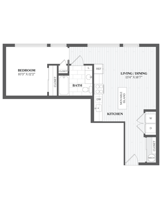 Floor Plan - 1 Bed/1 Bath-A3  335 Orange 