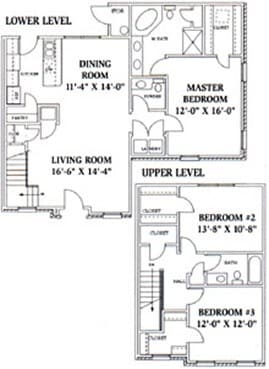 Floor Plan - 3 Bedroom Townhome