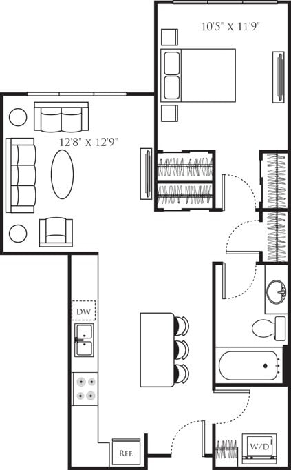 Floor Plan - One Bedroom F (1A)