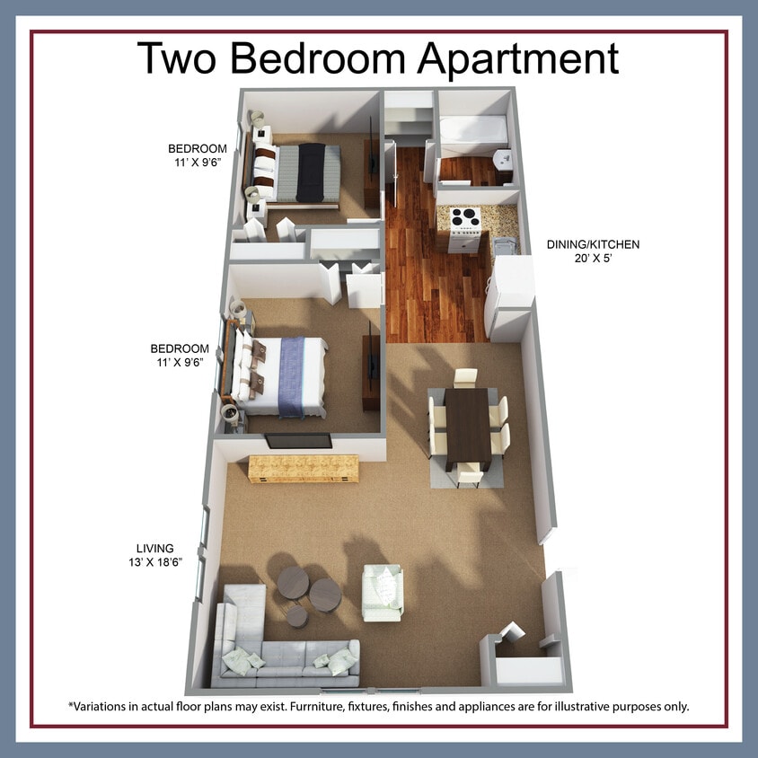 Floor Plan - Two Bedroom Apartment - Willow