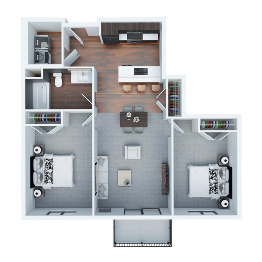 Floor Plan - 2 Bed 1 Bath Apartment