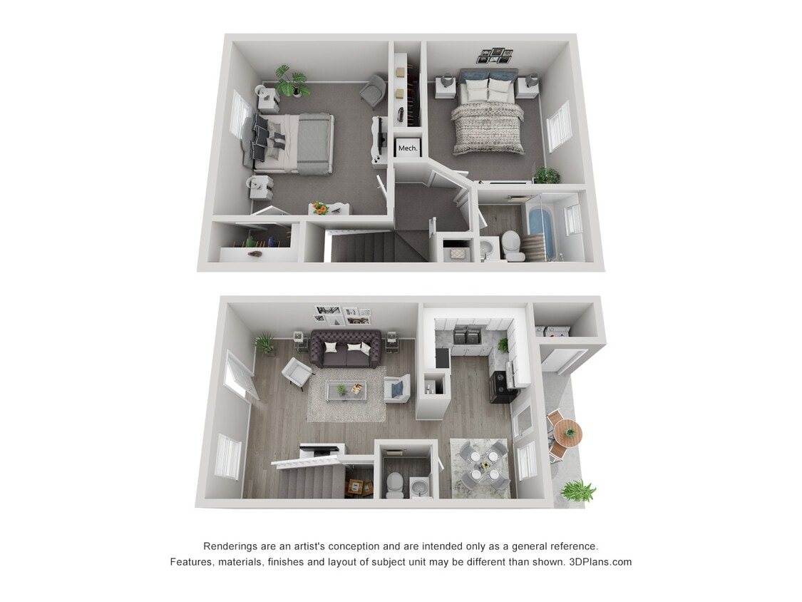 Floor Plan - 2x1.5 Townhouse Standard W/D -Call For Avail.