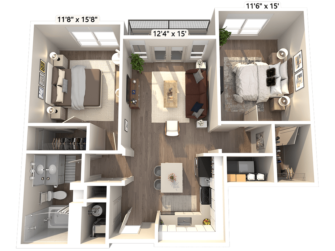 Floor Plan - B5 2 Bed 1 Bath