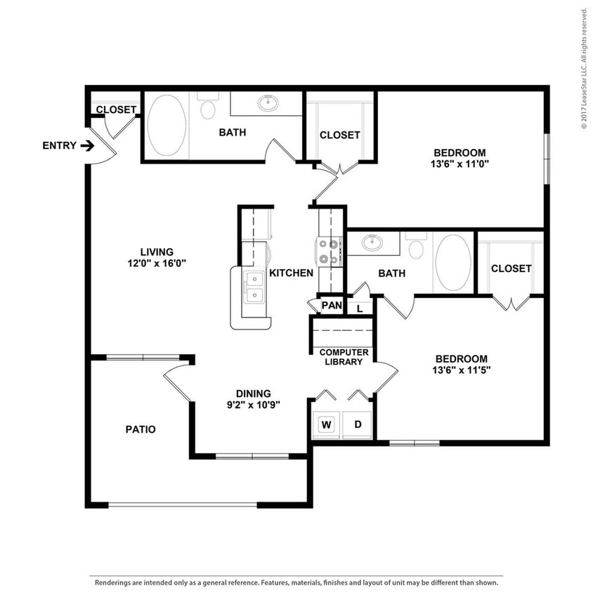 Two bedroom apartment in Round Rock, Texas. - B1