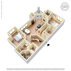 2BR/2BA - 2 Bed 2 Bath 1321 SqFt (1222 Net)