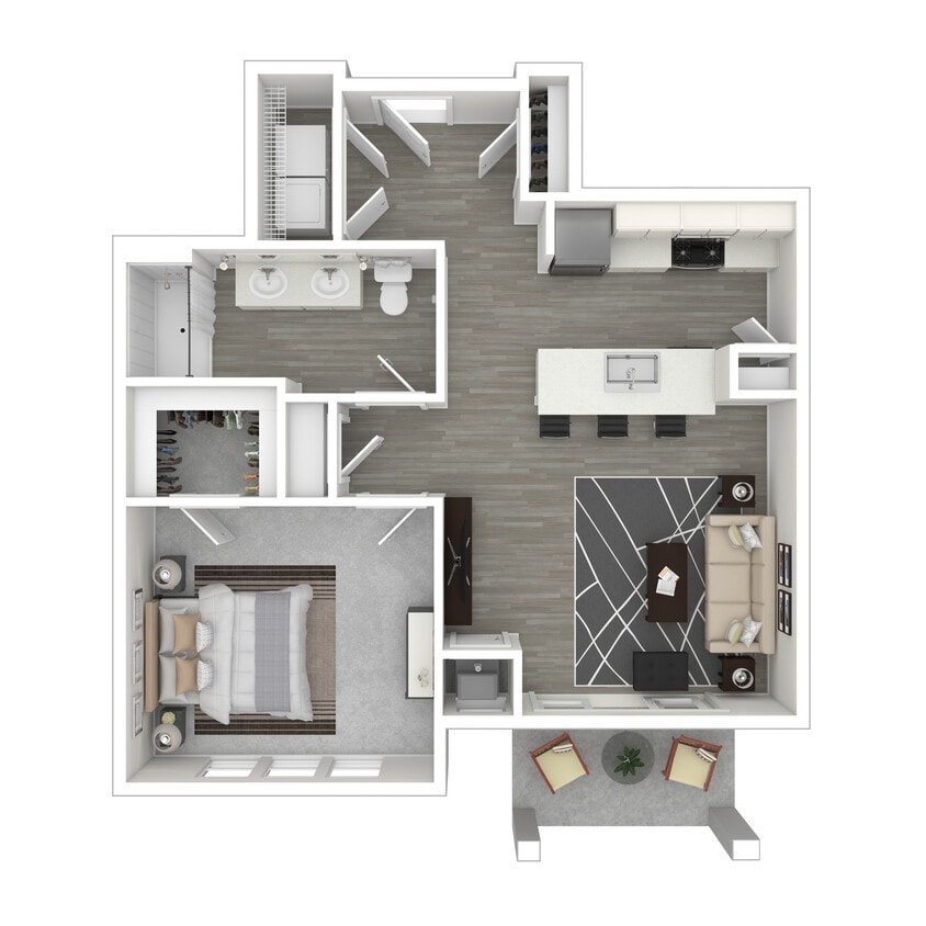 Floor Plan - One Bedroom 824 SQFT(elevator building)