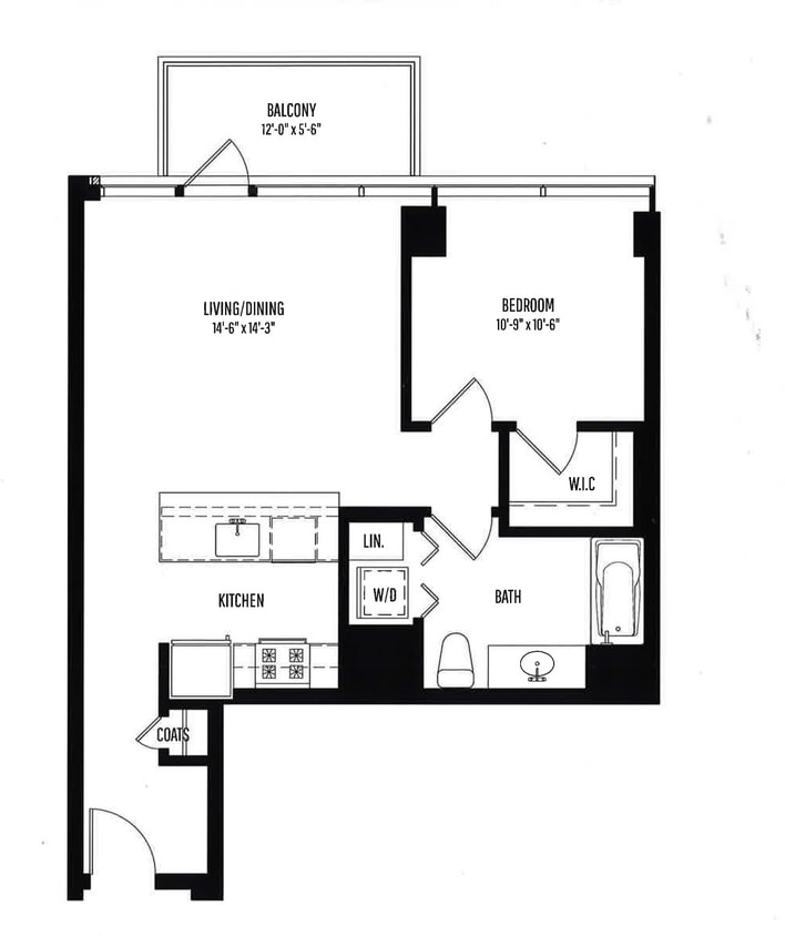 Floor Plan - 1 BR, 1 BTH