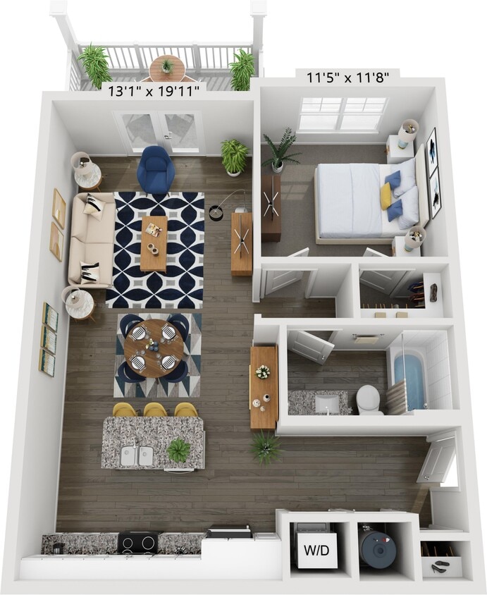 Floor Plan - 1 Bedroom 1 Bathroom