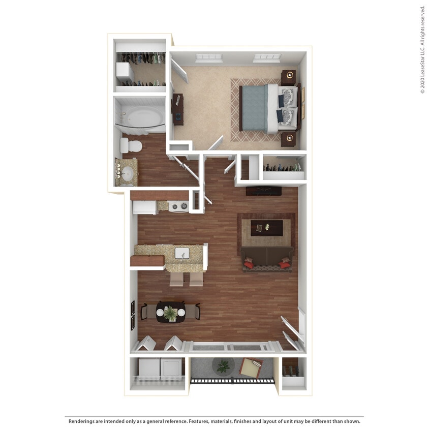 Floor Plan - 1 Bed 1 Bath 701 SqFt (663 Net)