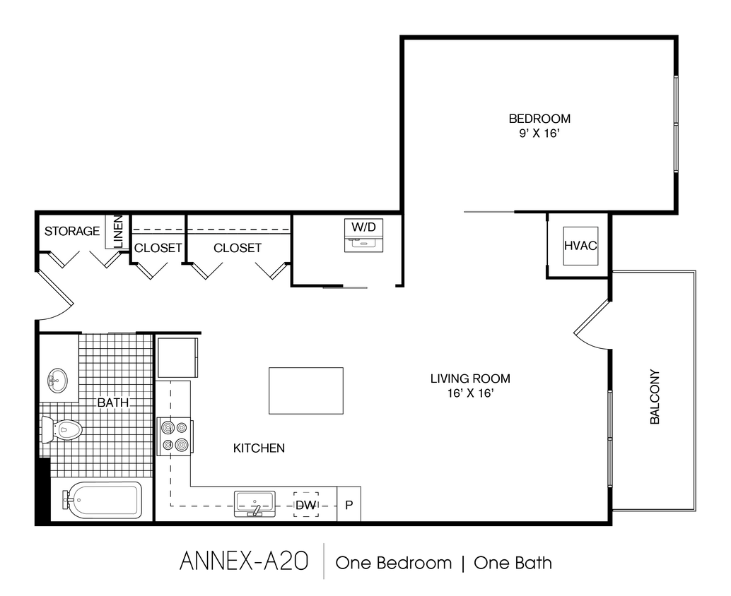Floor Plan - Annex 1 Bedroom 1 Bath 622