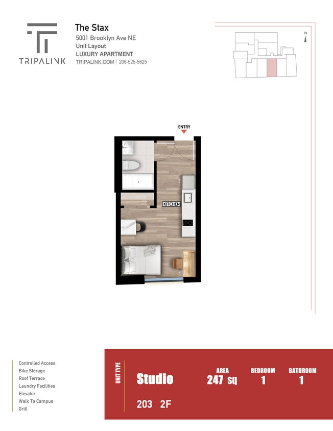 Floor Plan - Studio - 247 sqft