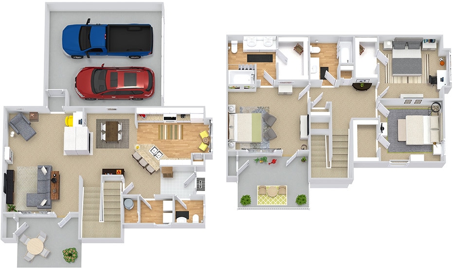 Floor Plan - Carolina Townhouse with Attached Two Car Garage