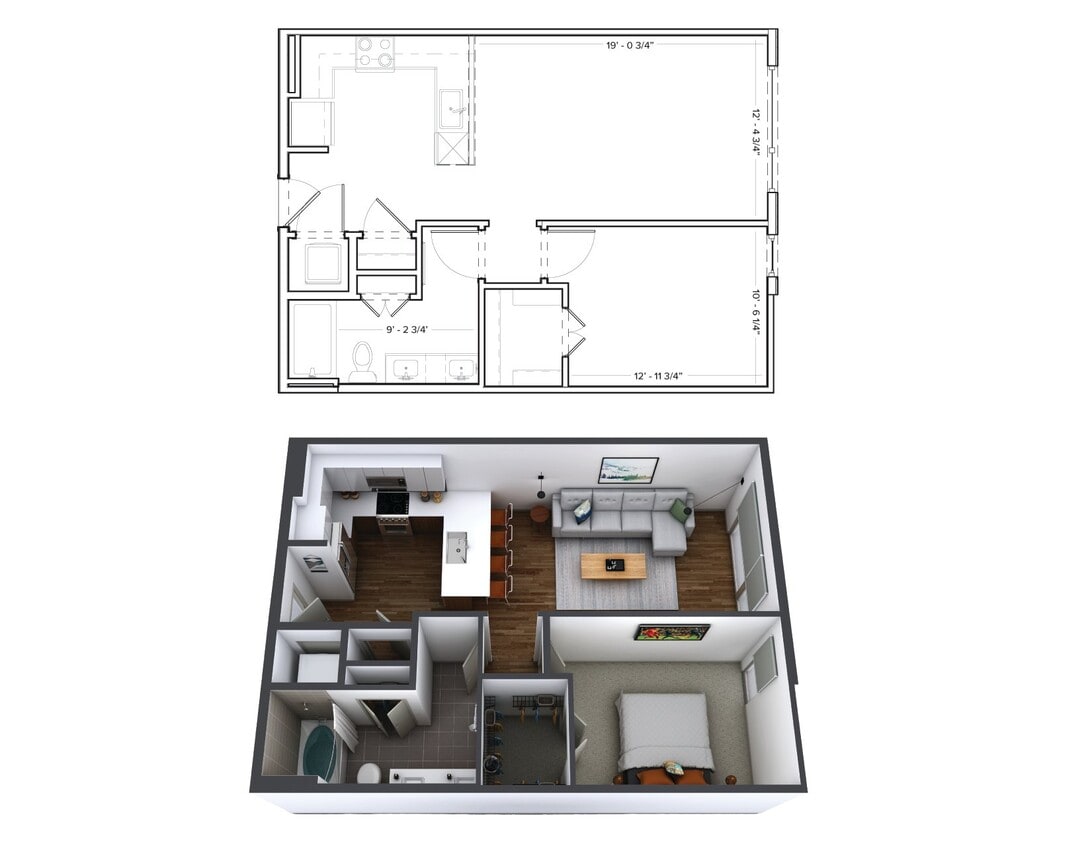 Floor Plan - 1 Bedroom A2