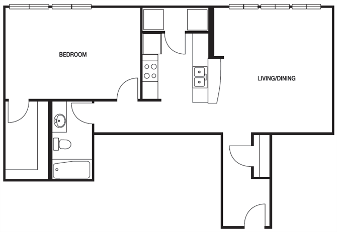 Floor Plan - A11 1 Bed 1 Bath