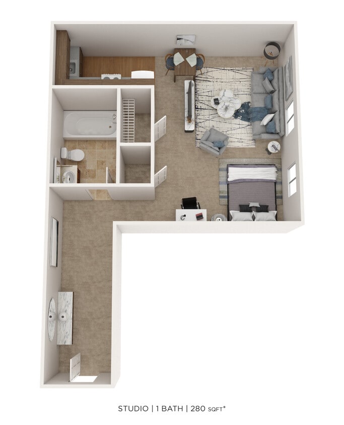 Floor Plan - Studio - 280 sqft