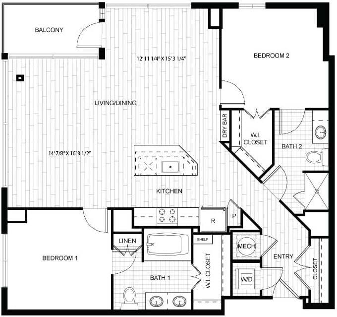 Floor Plan - 2 Bed/2 Bath-T_C02A