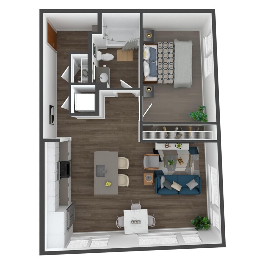 Floor Plan - 1 Bed/1 Bath-B2.1