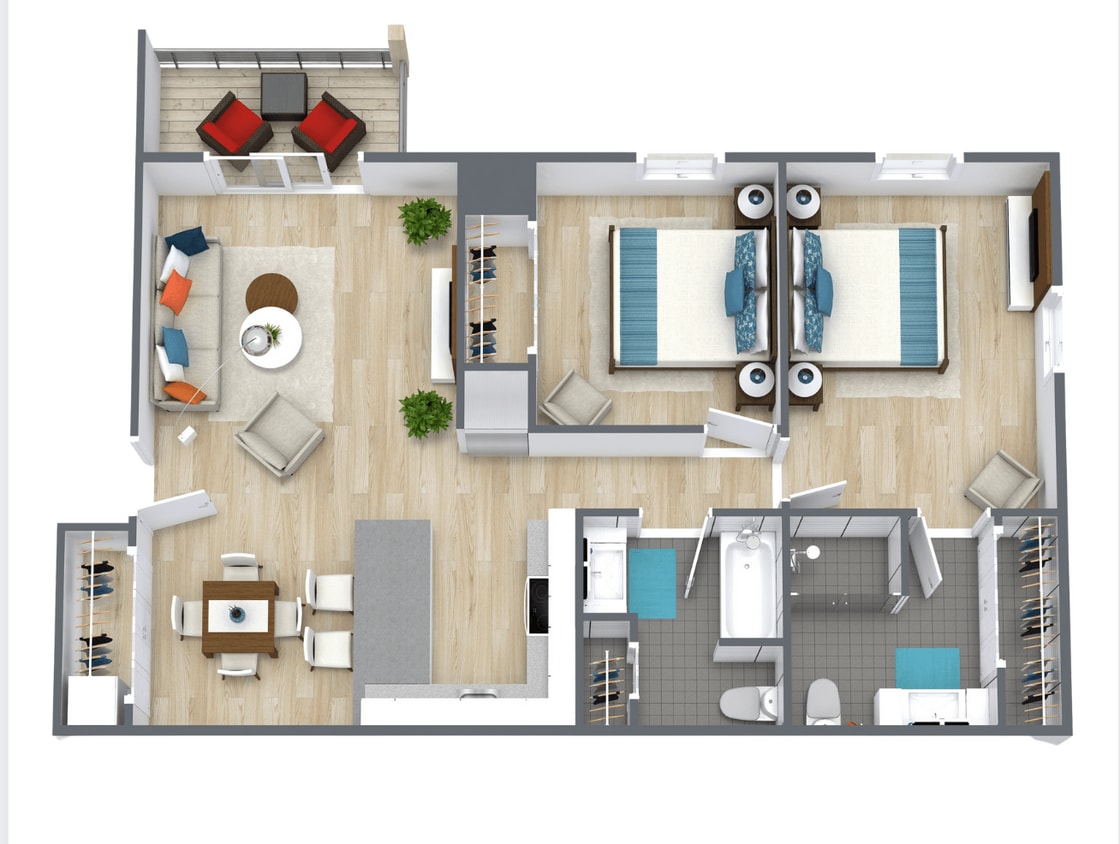 Floor Plan - Two Bedroom Two Bath