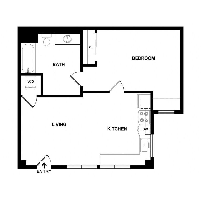 Floor Plan - One Bedroom, One Bath 