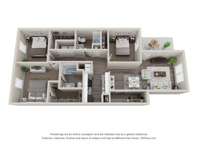 Floor Plan - 3 Bed 2 Bath