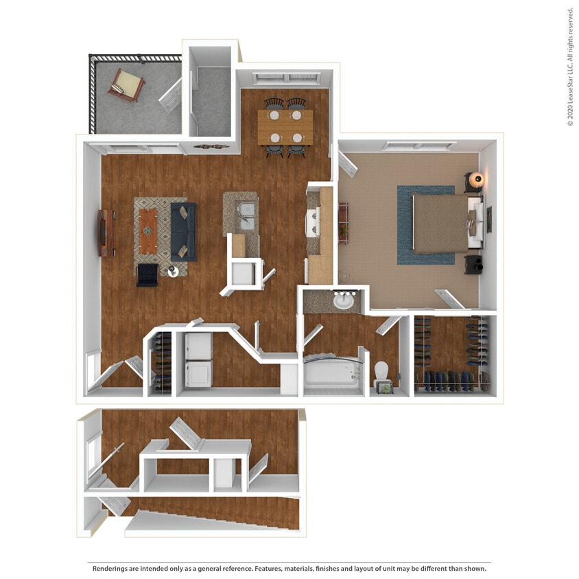 Floor Plan - 1 Bed 1 Bath 910 SqFt (830 Net)