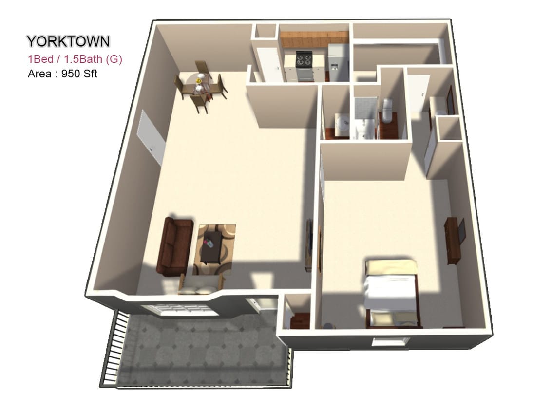 One Bed / One and a Half Bath - One Bed / One and a Half Bath